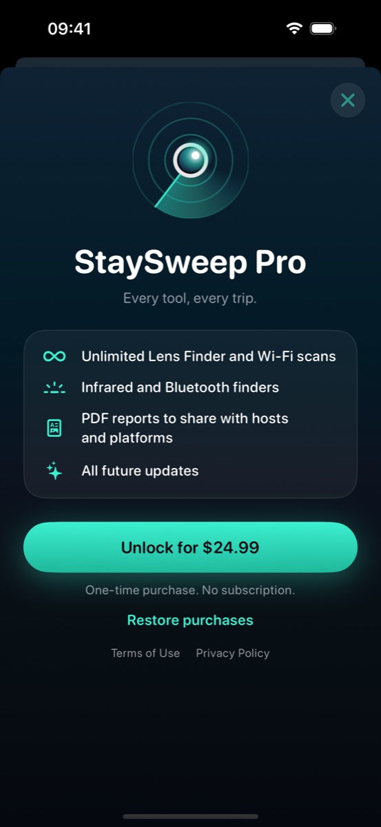 StaySweep Pro, a one-time purchase